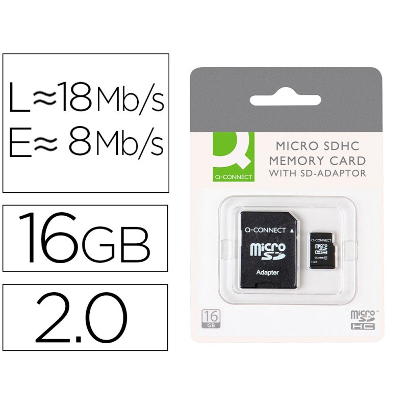 MEMORIA SD MICRO Q-CONNECT FLASH 16 GB CLASE 6 CON ADAPTADOR