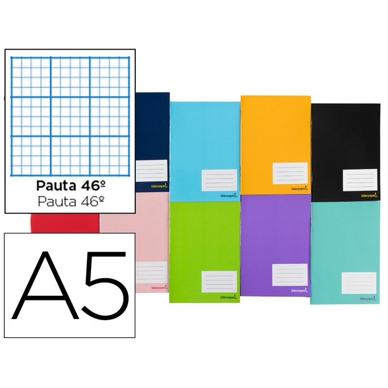 LIBRETA LIDERPAPEL SMART A5 32 HOJAS 60 G/M2 RAYADO N¼ 46 COLORES SURTIDOS