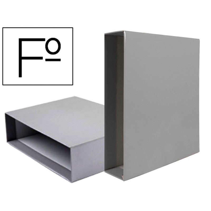CAJA ARCHIVADOR LIDERPAPEL DE PALANCA CARTON FOLIO DOCUMENTA LOMO 82MM COLOR GRIS