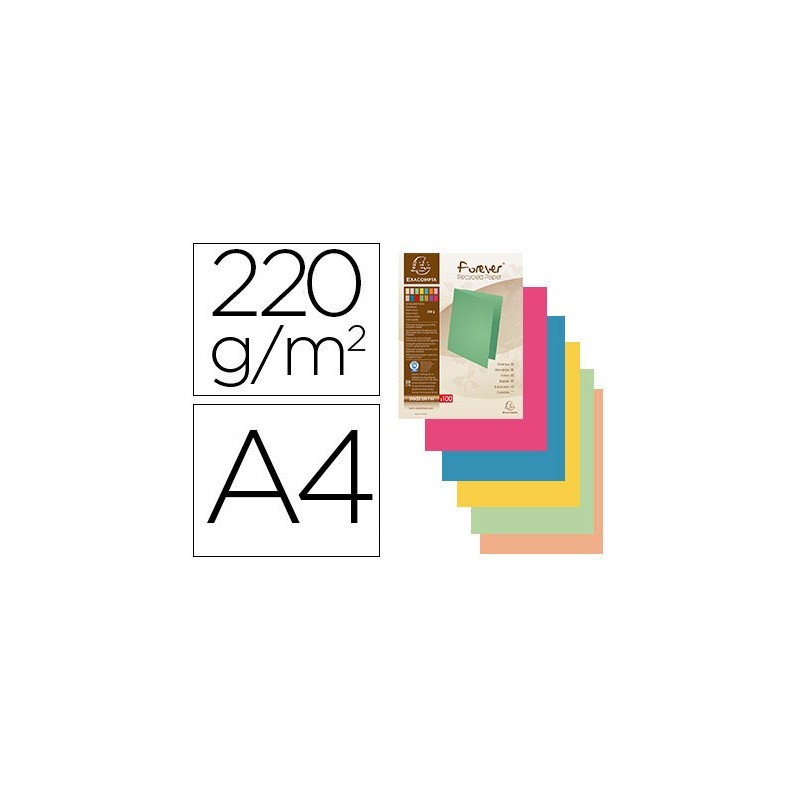 SUBCARPETA CARTULINA EXACOMPTA DIN A4 PAQUETE DE 100 UNIDADESCOLORES SURTIDOS 220 GR