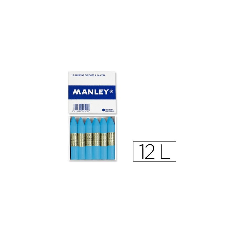 LAPICES CERA MANLEY UNICOLOR CELESTE CLARO N.41 CAJA DE 12 UNIDADES