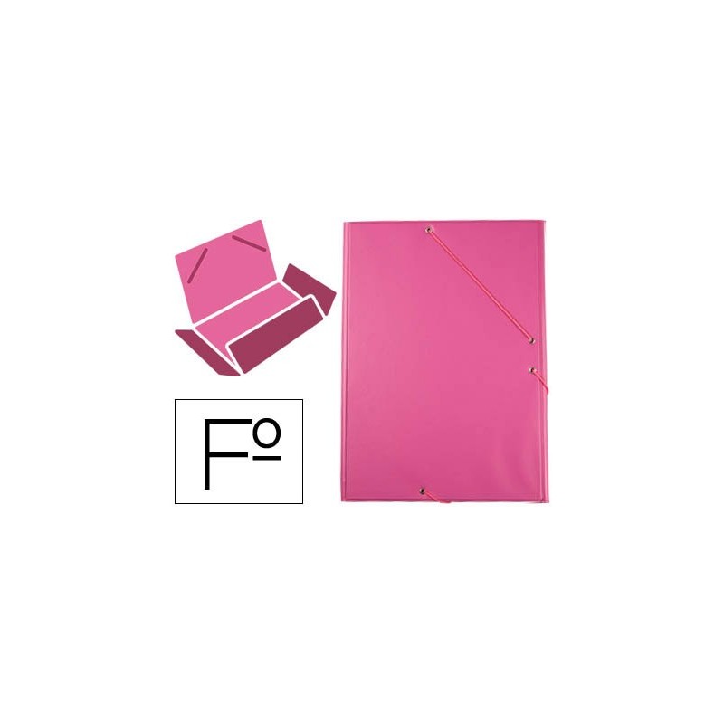 CARPETA LIDERPAPEL GOMAS PLASTICO FOLIO SOLAPAS COLOR FUCSIA