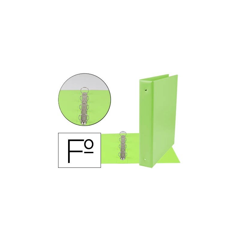 CARPETA LIDERPAPEL 4 ANILLAS 40 MM REDONDAS PLASTICO FOLIO COLOR VERDE PISTACHO