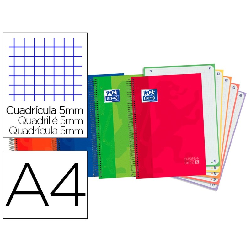 BLOC ESPIRAL OXFORD TAPA EXTRADURA OPTIK PAPER MICROPERFORADO DIN A4 120 H 50% HOJAS GRATIS CUADROS 5 MM