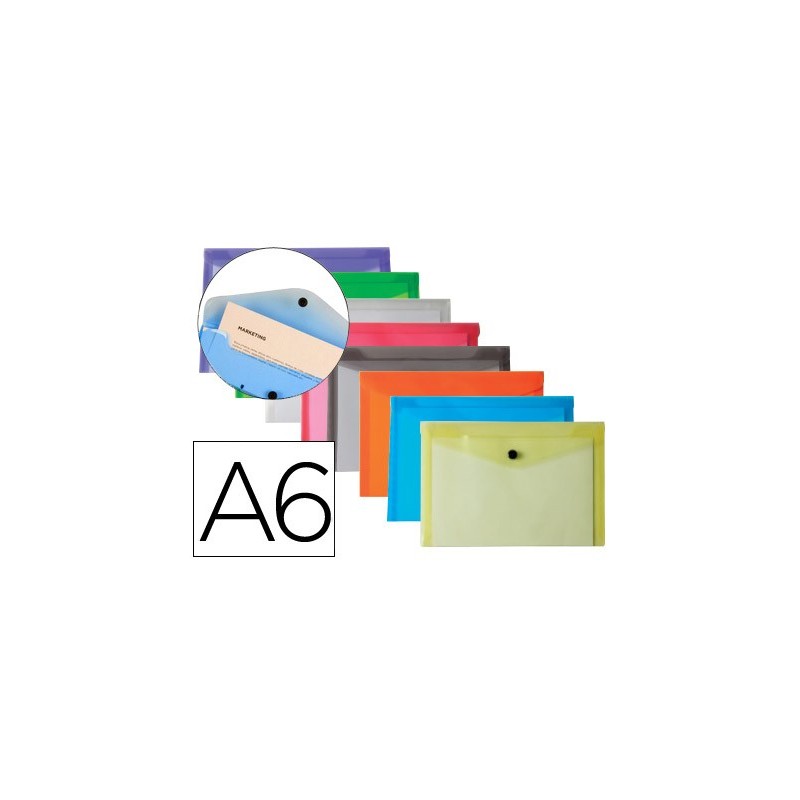 CARPETA LIDERPAPEL DOSSIER BROCHE POLIPROPILENO DIN A6 PACK DE 12 COLORES SURTIDOS