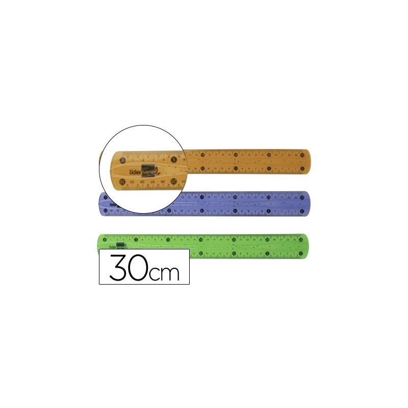 REGLA LIDERPAPEL PLASTICO FLEXIBLE DE 30 CM COLORES SURTIDOS