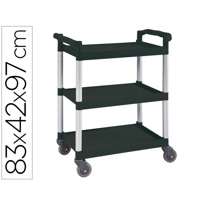 CARRO DE SERVICIO MULTIFUNCIONAL Q-CONNECT 3 ESTANTES DE POLIPROPILENO 830X420X970 MM