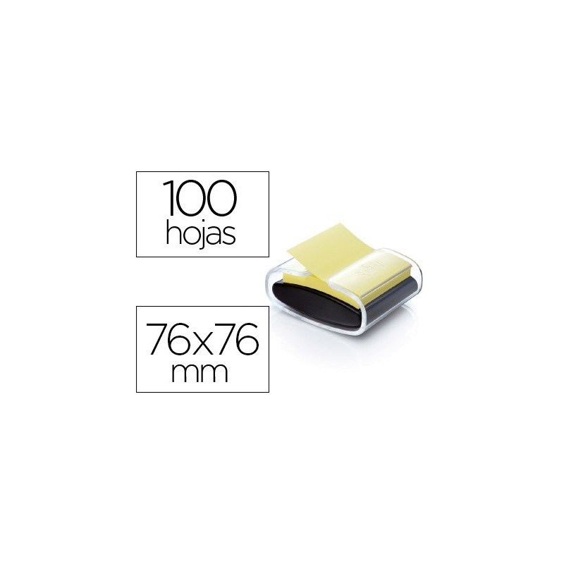 SOPORTE BLOC DE NOTAS ADHESIVAS QUITA Y PON POST-IT SUPER STICKY Z NOTES COLOR NEGRO CON 1 BLOC 76X76 MM