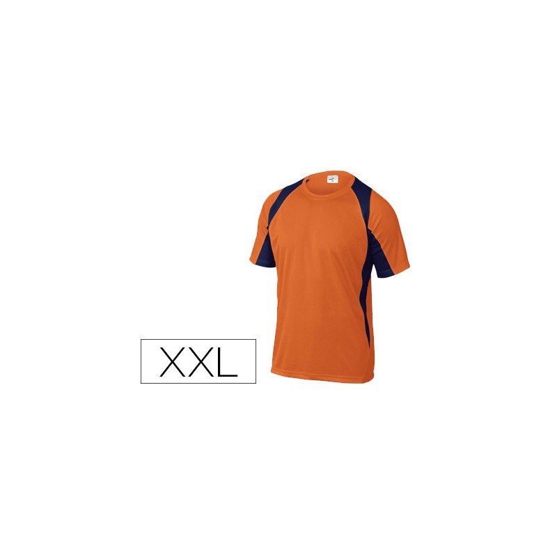 CAMISETA DELTAPLUS POLIESTER MANGA CORTA CUELLO REDONDO TRATAMIENTO SECADO RAPIDO COLOR NARANJA-MARINO TALLA