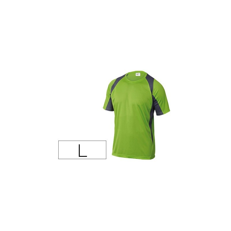 CAMISETA DELTAPLUS POLIESTER MANGA CORTA CUELLO REDONDO TRATAMIENTO SECADO RAPIDO COLOR VERDE-GRIS TALLA L