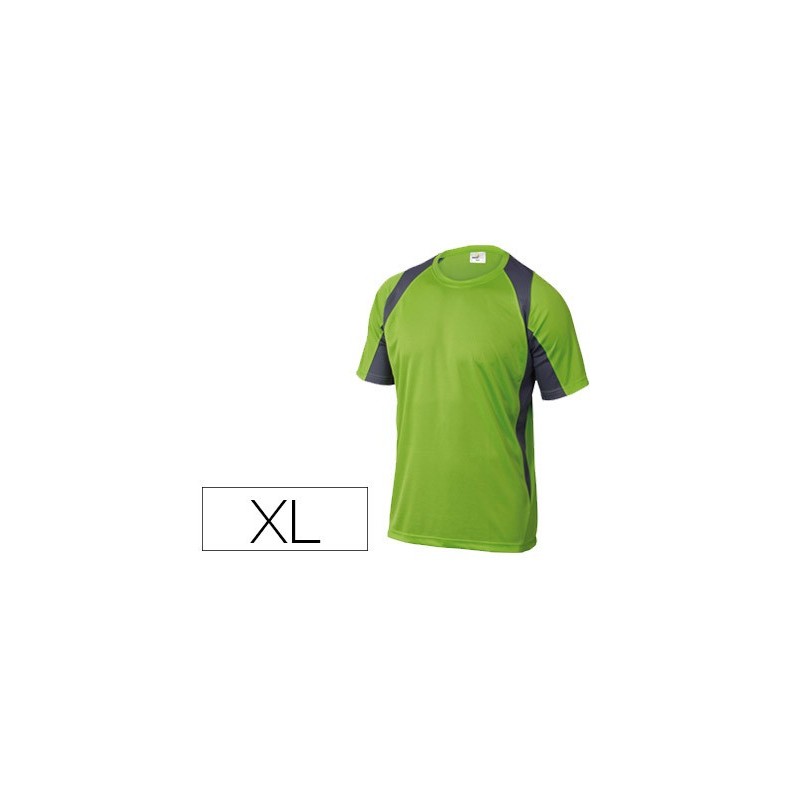 CAMISETA DELTAPLUS POLIESTER MANGA CORTA CUELLO REDONDO TRATAMIENTO SECADO RAPIDO COLOR VERDE-GRIS TALLA XL