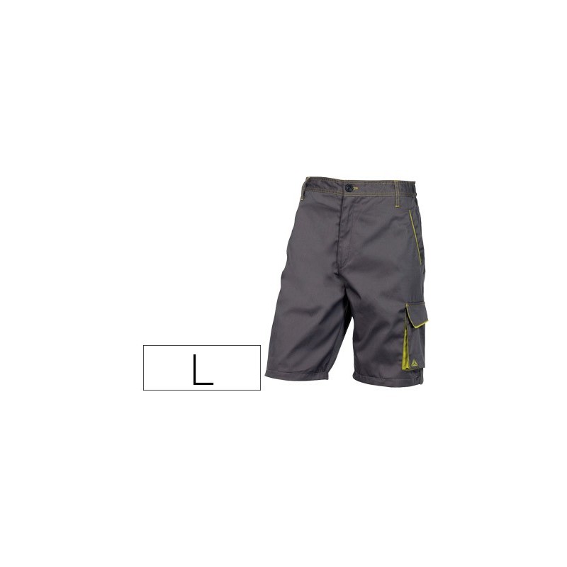 PANTALON DE TRABAJO DELTAPLUS BERMUDA CINTURA AJUSTABLE 5 BOLSILLOS COLOR GRIS VERDE TALLA L