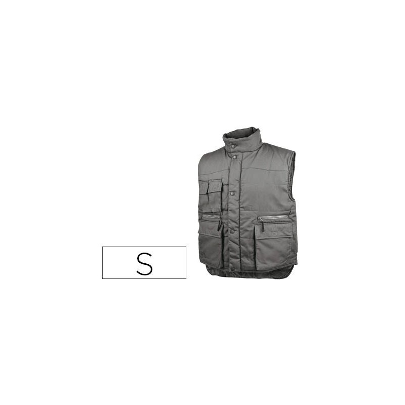 CHALECO DELTAPLUS MULTIBOLSILLOS CON CREMALLERA CINTURA ELASTICA PROTEGE RIONES GRIS VERDE TALLA S