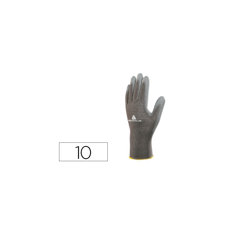 GUANTES DELTAPLUS POLIESTER ANTIDESLIZANTE LAVABLE ESPECIAL PARA MANIPULACION Y MANUTENCION GRIS TALLA 10