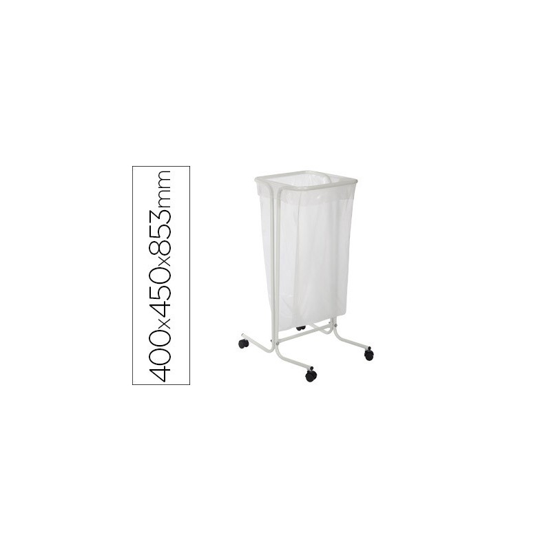 SOPORTE CEP PARA BOLSAS DE BASURA DE 110 LITROS EN PLASTICO Y ACERO CON RUEDAS 400X450X853 MM