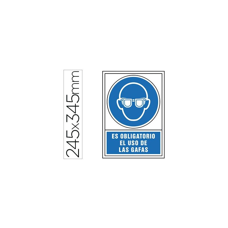 PICTOGRAMA SYSSA SEAL DE OBLIGACION ES OBLIGATORIO EL USO DE LAS GAFAS EN PVC 245X345 MM