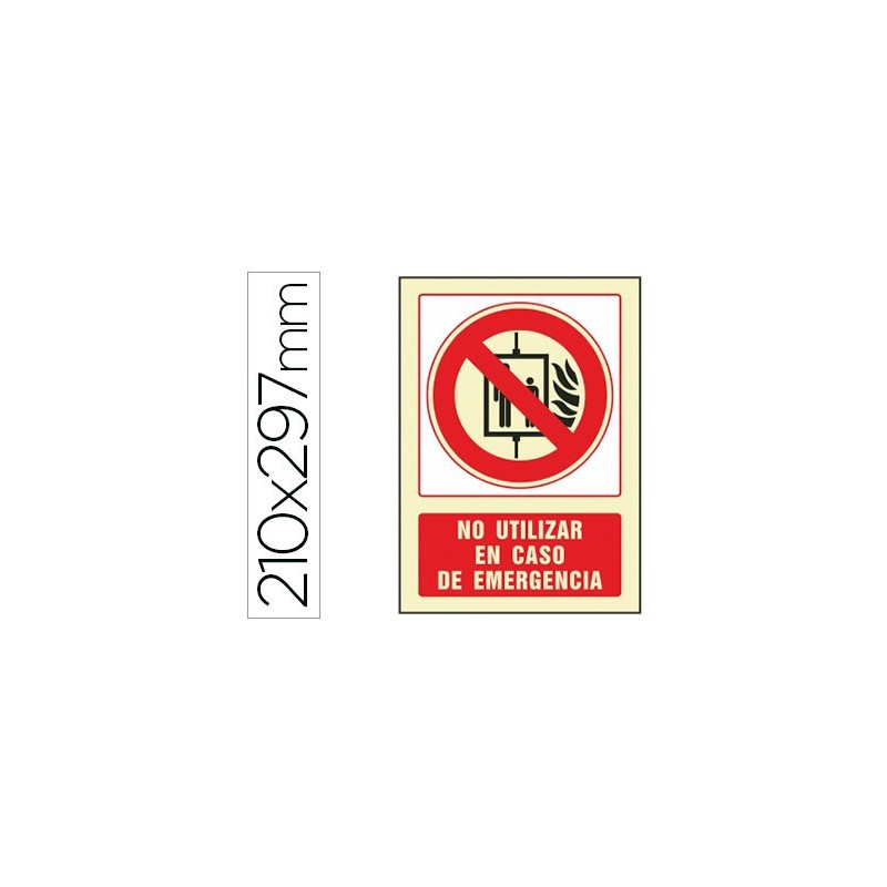 PICTOGRAMA SYSSA SEAL DE NO UTILIZAR EN CASO DE INCENDIO EN PVC FOTOLUMINISCENTE 210X297 MM