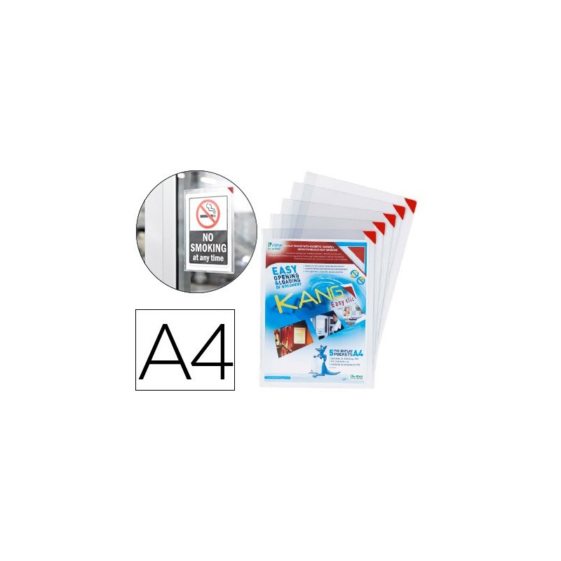 FUNDA DE PRESENTACION TARIFOLD ADHESIVA REMOVIBLE DIN A4 CON ESQUINA MAGNETICA CAPACIDAD PARA 10 HOJAS PACK 5 UNIDADES