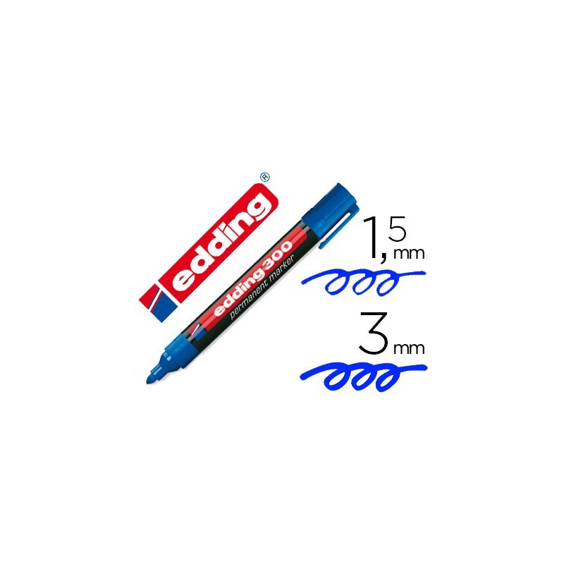 ROTULADOR EDDING MARCADOR PERMANENTE 300 AZUL PUNTA REDONDA 1,5-3 MM RECARGABLE