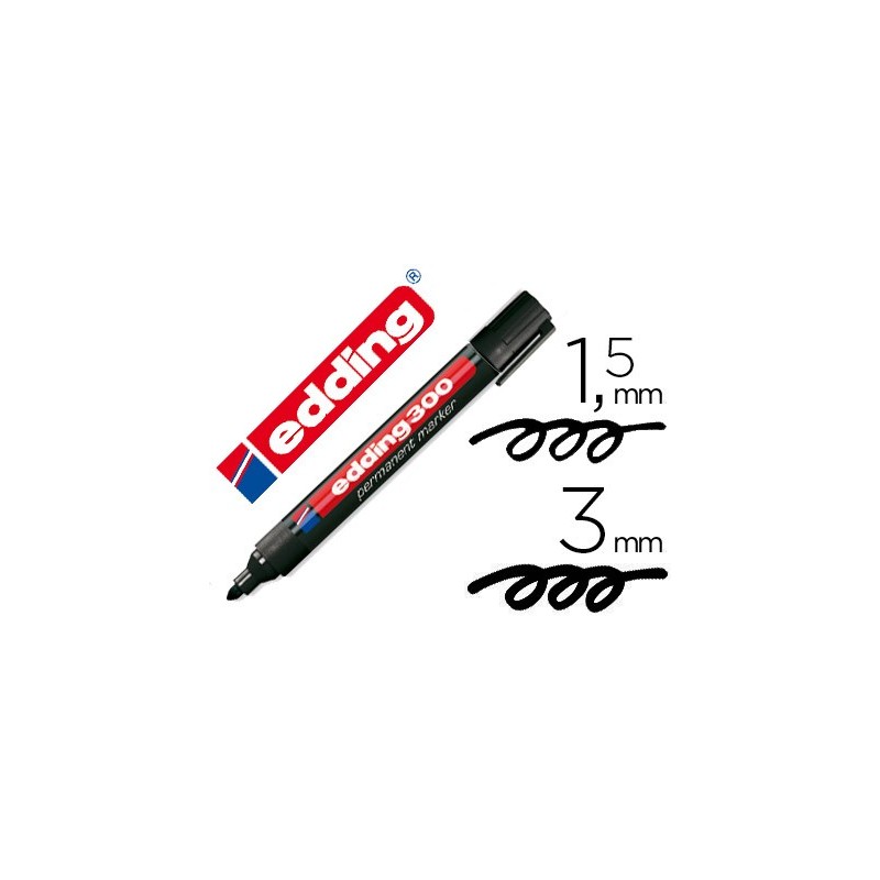 ROTULADOR EDDING MARCADOR PERMANENTE 300 NEGRO PUNTA REDONDA 1,5-3 MM RECARGABLE