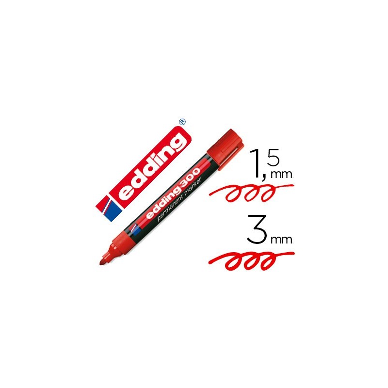 ROTULADOR EDDING MARCADOR PERMANENTE 300 ROJO PUNTA REDONDA 1,5-3 MM RECARGABLE