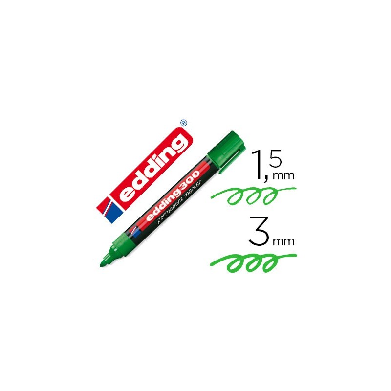 ROTULADOR EDDING MARCADOR PERMANENTE 300 VERDE PUNTA REDONDA 1,5-3 MM RECARGABLE
