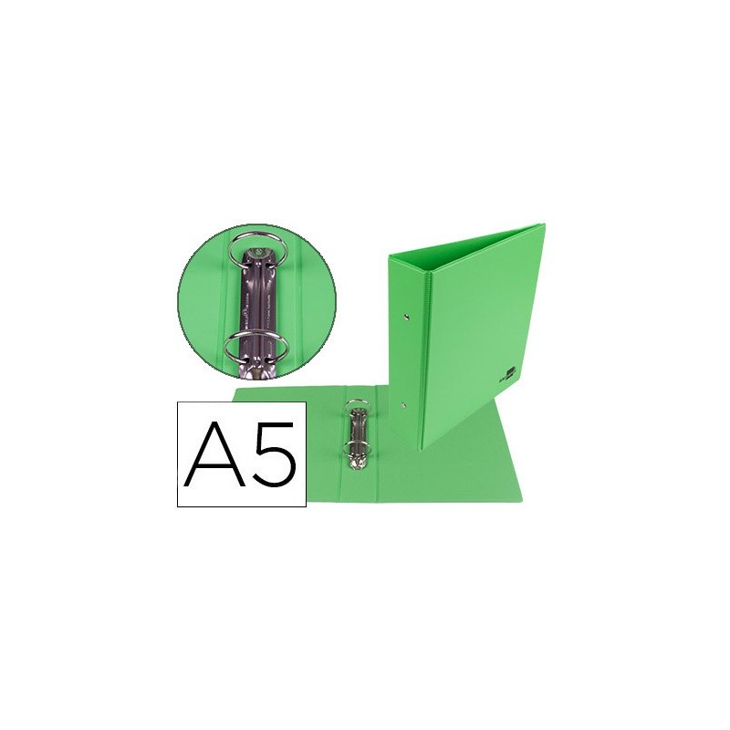 CARPETA DE 2 ANILLAS 40 MM REDONDAS LIDERPAPEL A5 CARTON FORRADO PVC VERDE