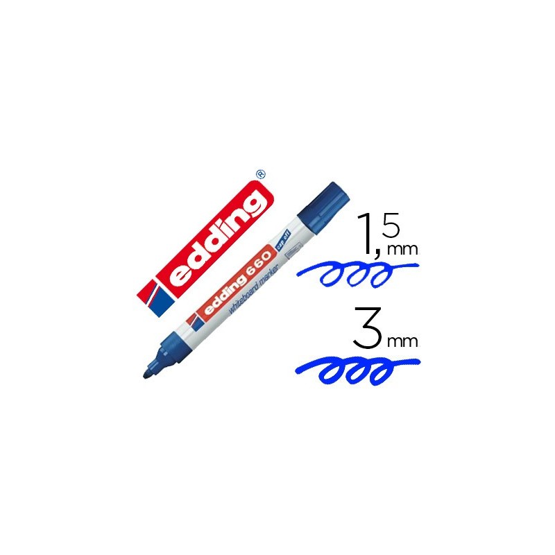 ROTULADOR EDDING PARA PIZARRA BLANCA 660 COLOR AZUL PUNTA REDONDA 1,5-3 MM RECARGABLE