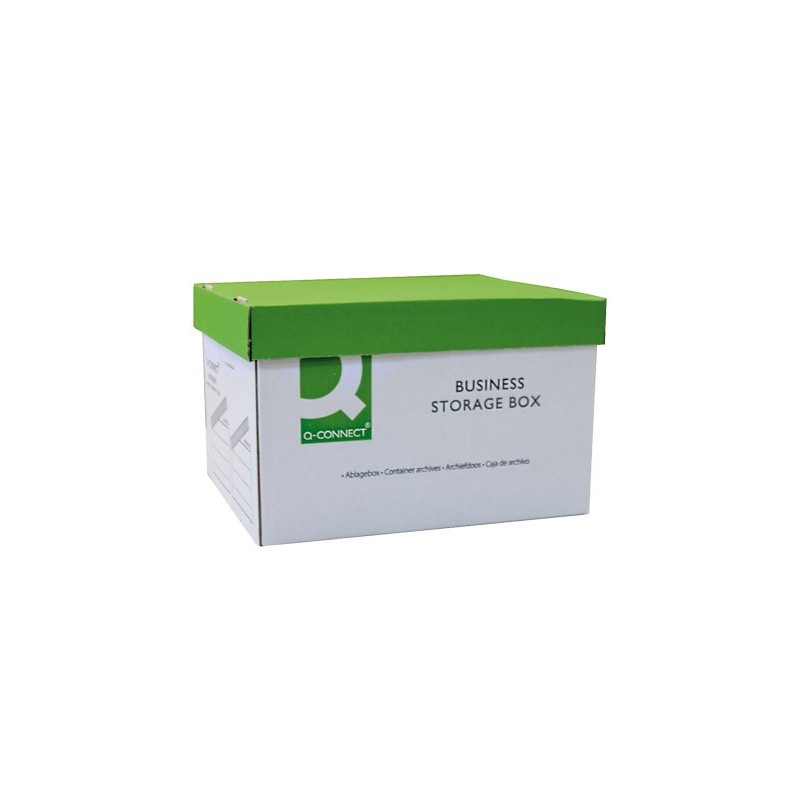 CAJON Q-CONNECT CARTON PARA 3 CAJAS ARCHIVO DEFINITIVO A4 LOMO DE 100 MM MONTAJE MANUAL MEDIDAS INTERIOR 327X387X250MM