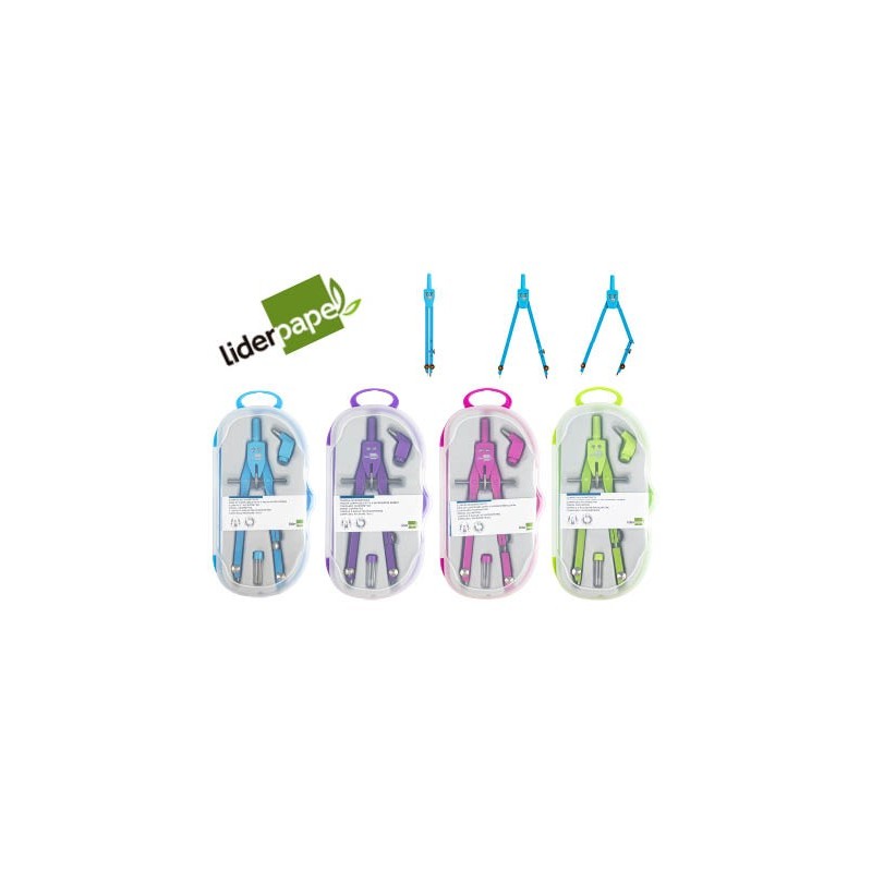 COMPAS LIDERPAPEL MICROMETRICO CON ADAPTADOR COLOR