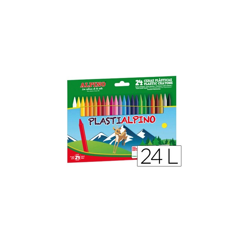 LAPICES CERA ALPINO PLASTI CAJA DE 24 UNIDADES COLORES SURTIDOS