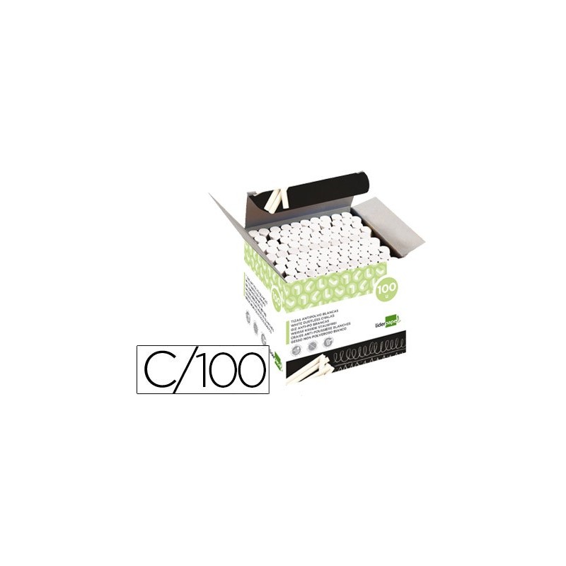 TIZA BLANCA ANTIPOLVO LIDERPAPEL CAJA DE 100 UNIDADES