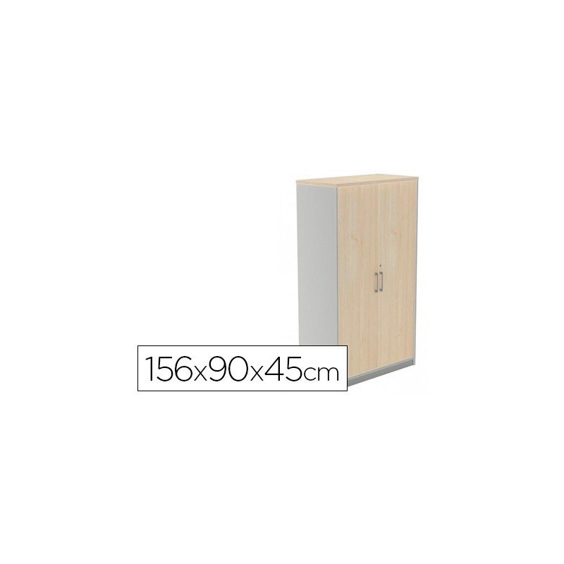 ARMARIO ROCADA CON TRES ESTANTES Y DOS PUERTAS ENTERAS SERIE STORE 156X90X45 CM ACABADO AB01 ALUMINIO/HAYA