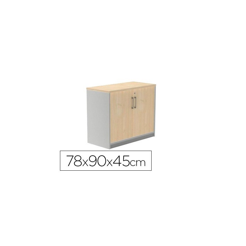 ARMARIO ROCADA CON UN ESTANTE Y DOS PUERTAS ENTERAS SERIE STORE 78X90X45 CM ACABADO AB01 ALUMINIO/HAYA