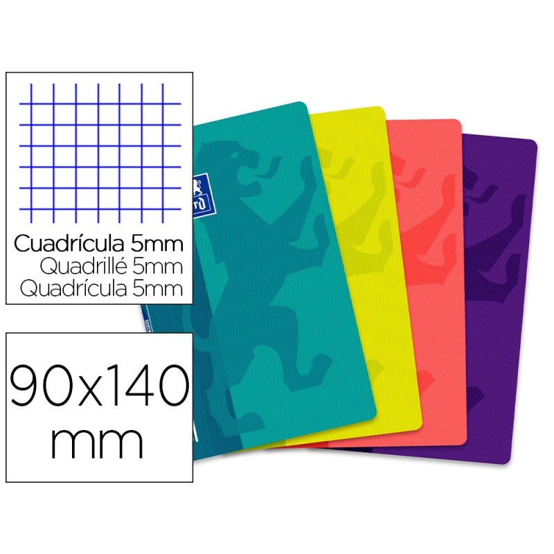 LIBRETA ESCOLAR OXFORD TAPA FLEXIBLE OPTIK PAPER OPENFLEX 48 HOJAS 90 GR 90 X 140 MM CUADRO 5 MM COLORES SURTIDOS