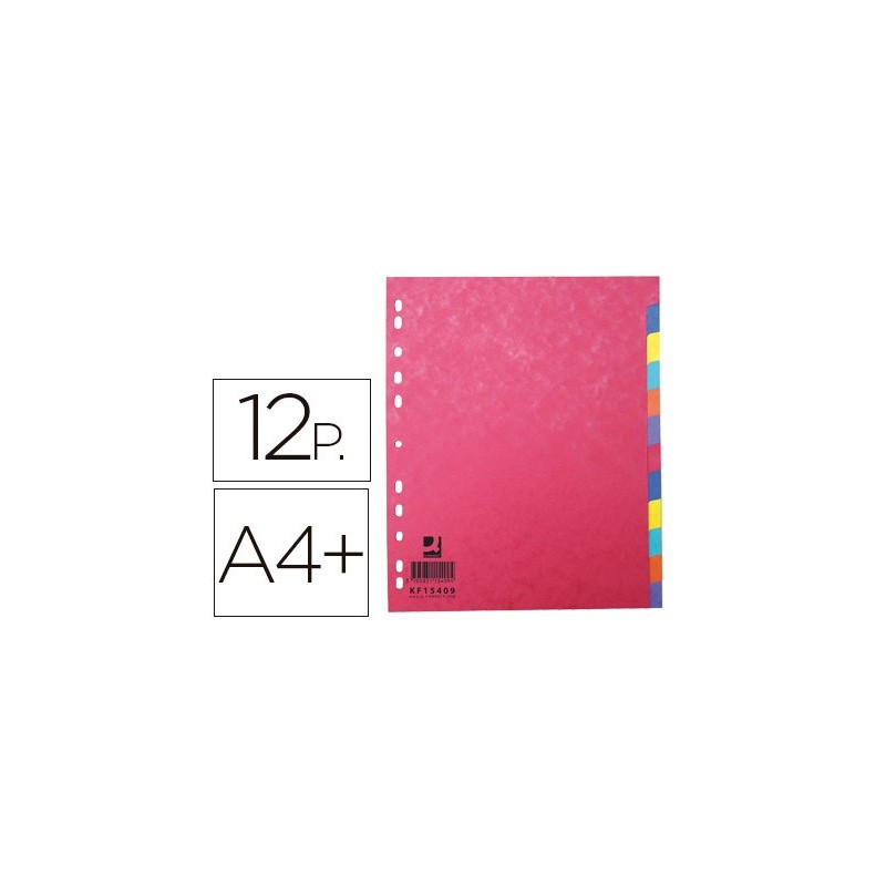 SEPARADOR Q-CONNECT CARTULINA BRILLO JUEGO DE 12 SEPARADORES DIN A4+