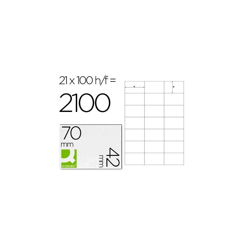 ETIQUETA ADHESIVA Q-CONNECT KF10648 TAMAO 70X42 MM FOTOCOPIADORA LASER INK-JET CAJA CON 100 HOJAS DIN A4