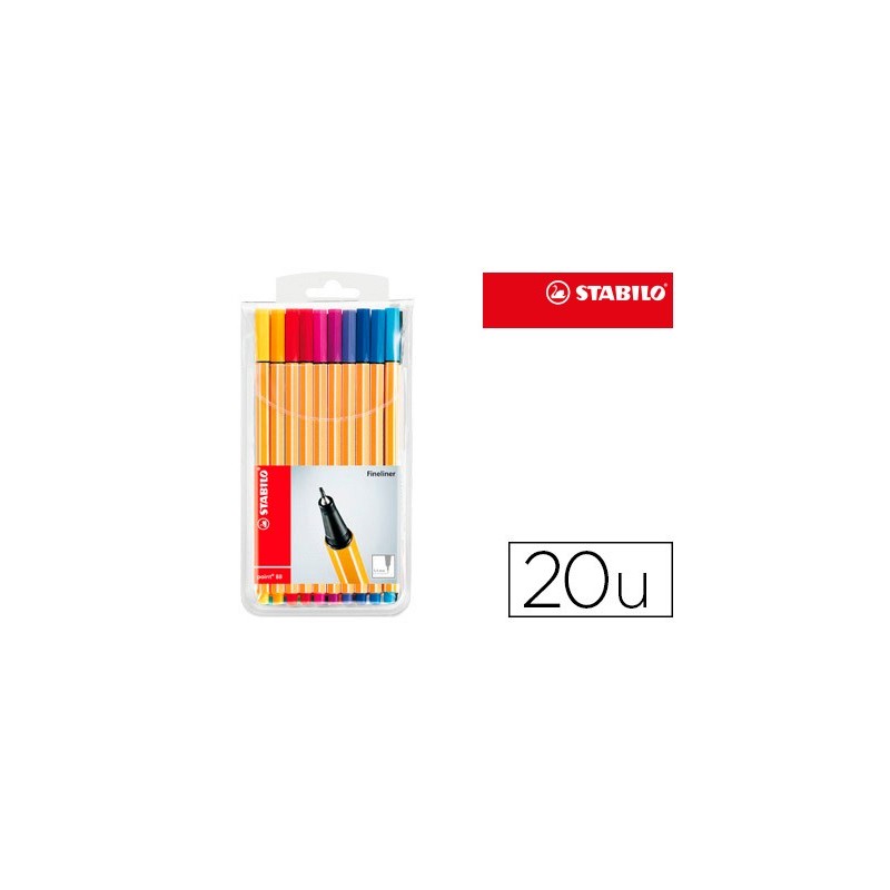 ROTULADOR STABILO PUNTA DE FIBRA POINT 88 ESTUCHE DE 20 COLORES SURTIDOS