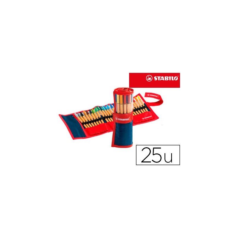ROTULADOR STABILO PUNTA DE FIBRA POINT 88 ESTUCHE ROLLERSET DE 25 COLORES SURTIDOS