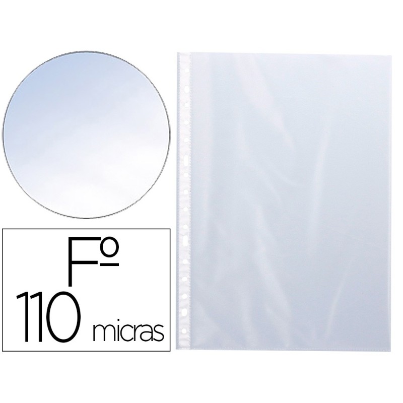 FUNDA MULTITALADRO Q-CONNECT FOLIO PVC 110 MICRAS CRISTAL CAJA 100 UNIDADES