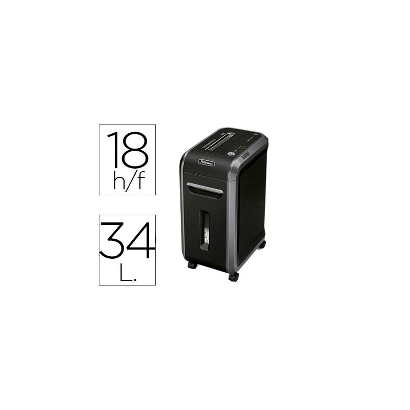 DESTRUCTORA DE DOCUMENTOS FELLOWES 99CI CAPACIDAD DE CORTE 18 HOJAS DESTRUYE GRAPAS CLIPS TARJETAS Y CD