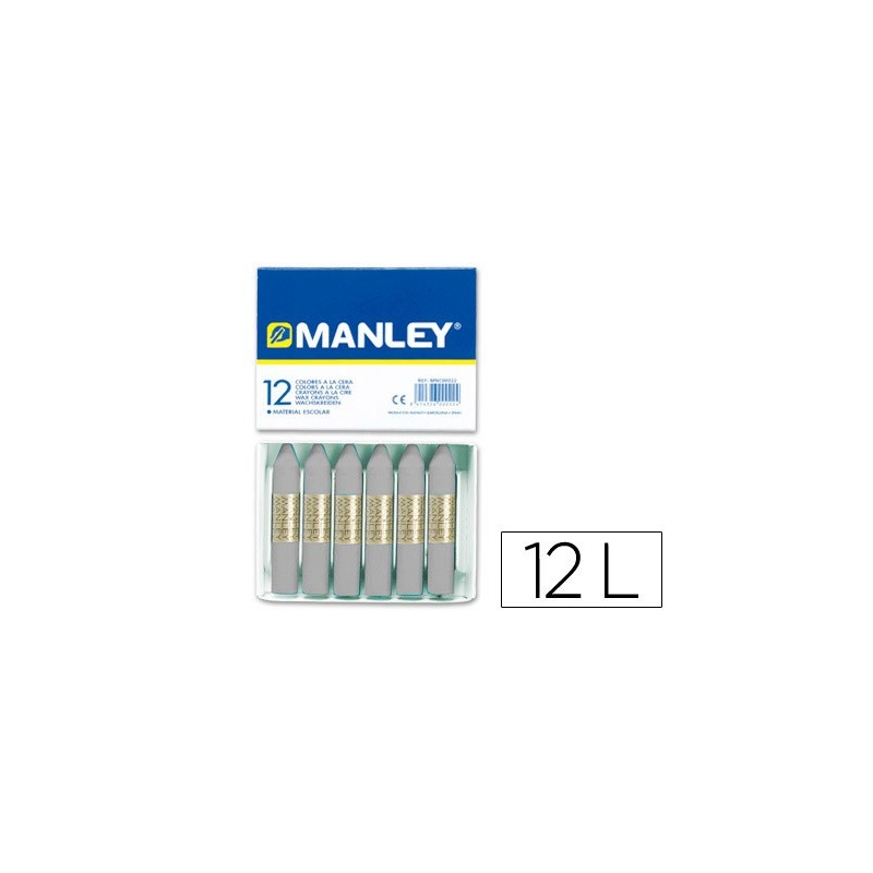 LAPICES CERA MANLEY UNICOLOR GRIS N.72 CAJA DE 12 UNIDADES