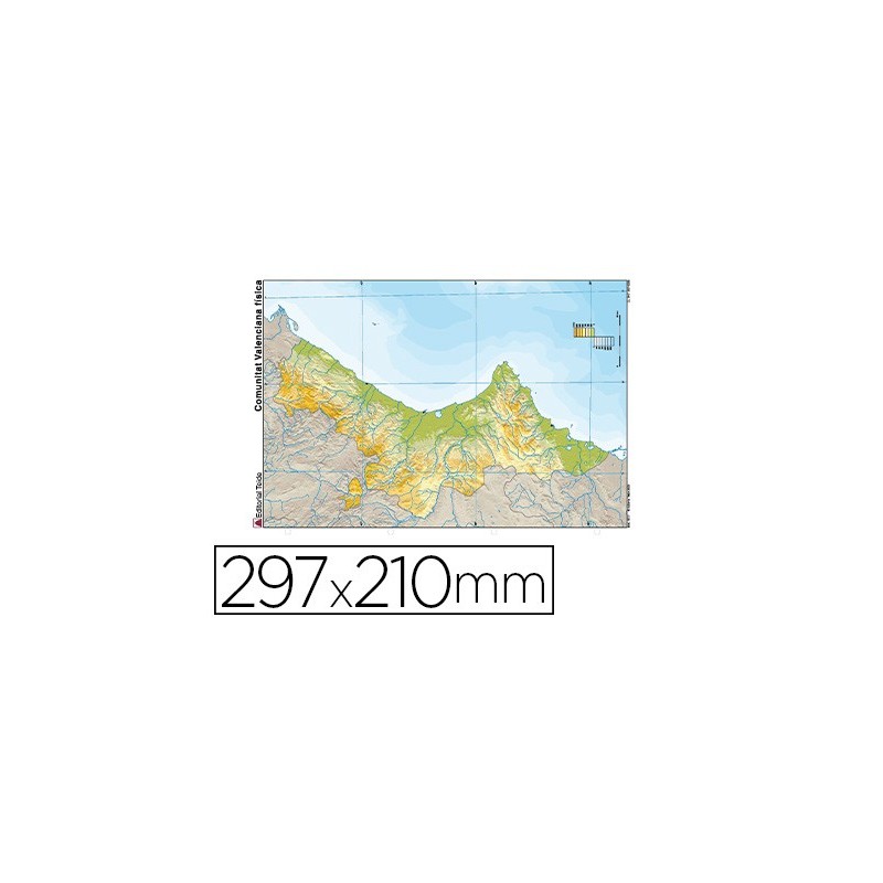 MAPA MUDO COLOR DIN A4 COMUNIDAD VALENCIANA FISICO