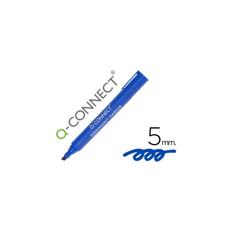 ROTULADOR Q-CONNECT MARCADOR PERMANENTE AZUL PUNTA BISELADA 5.0 MM