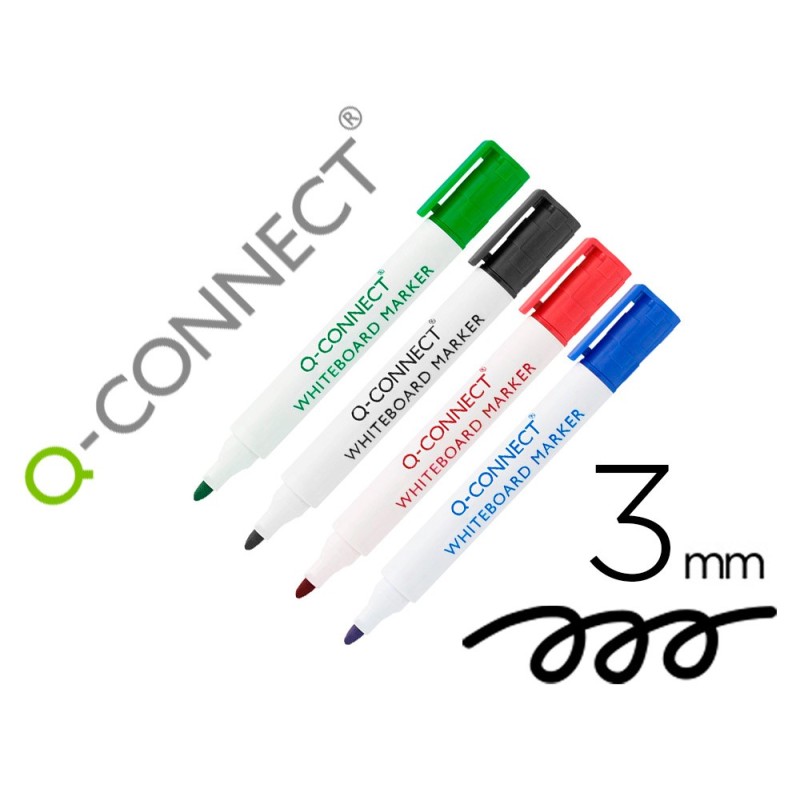 ROTULADOR Q-CONNECT PIZARRA BLANCA COLORES SURTIDOS PUNTA REDONDA 3.0 MM