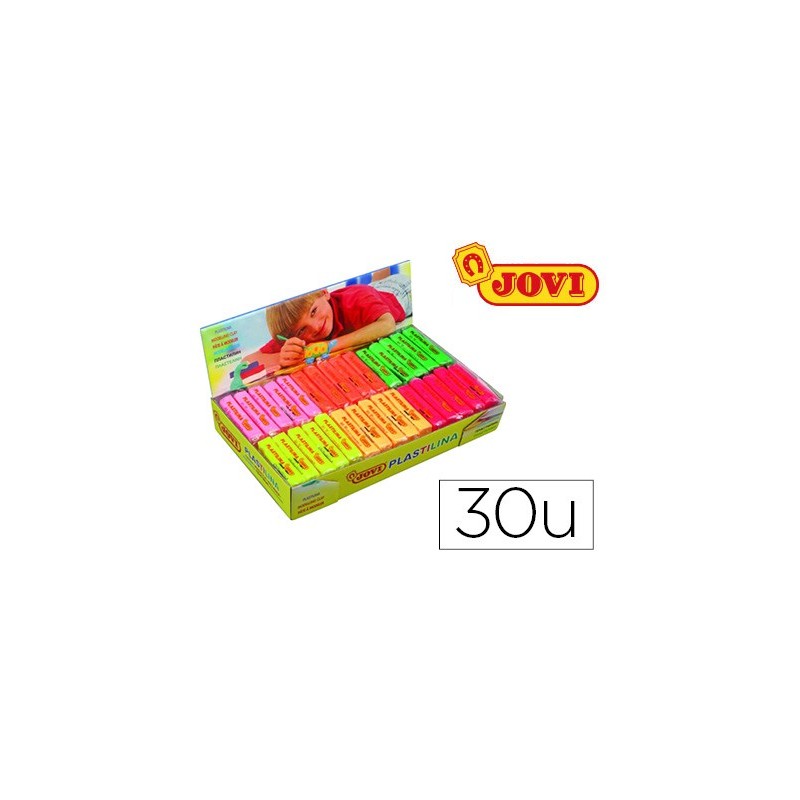 PLASTILINA JOVI 70F TAMAO PEQUEO CAJA DE 30 UNIDADES COLORES FLUORESCENTES SURTIDOS