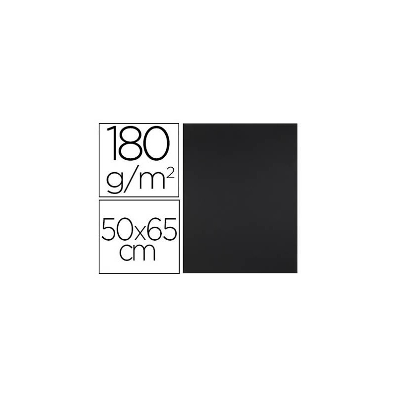 CARTULINA LIDERPAPEL 50X65 CM 180G/M2 NEGRO PAQUETE DE 25
