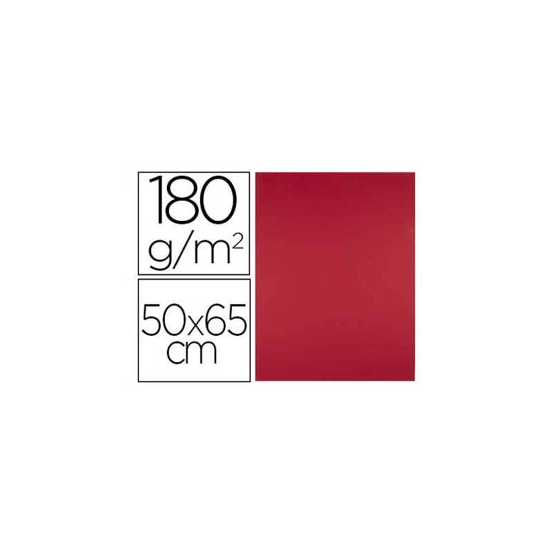 CARTULINA LIDERPAPEL 50X65 CM 180G/M2 ROJO NAVIDAD PAQUETE DE 25