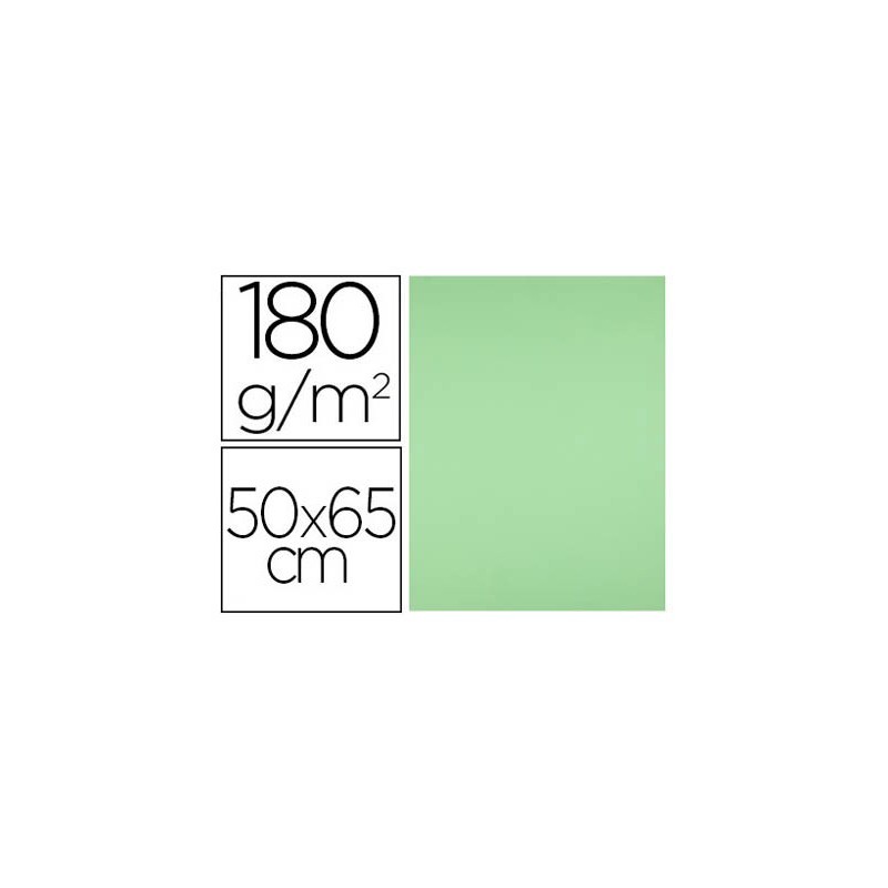 CARTULINA LIDERPAPEL 50X65 CM 180G/M2 VERDE HIERBA PAQUETE DE 25