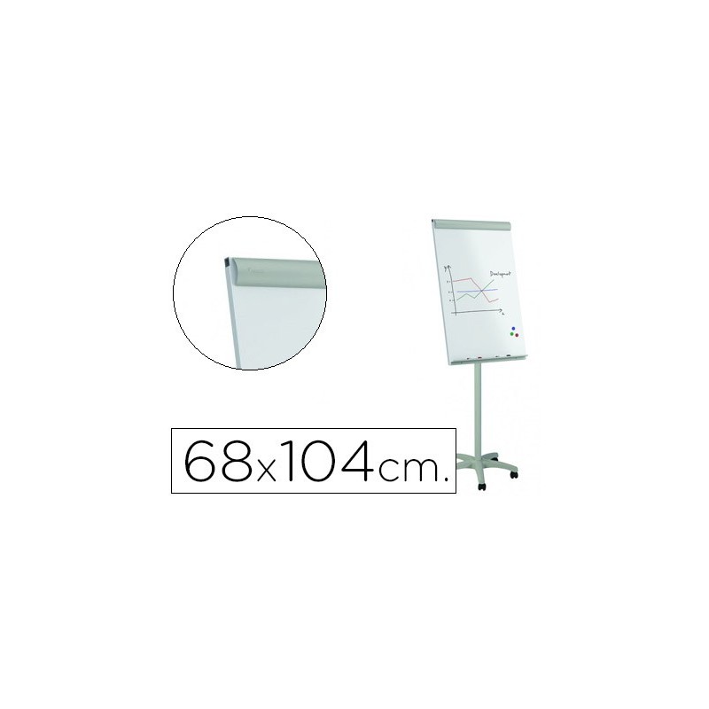 PIZARRA BLANCA ROCADA PARA CONFERENCIAS METALICA MAGNETICA CON RUEDAS 68X104 CM